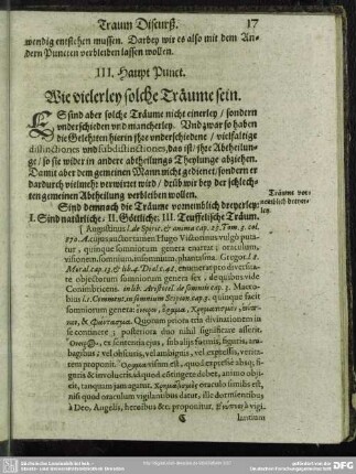 III. Haupt Punct. Wie vielerley solch Träume sein