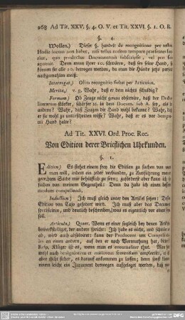 Ad. Tit. XXVI. Ord. Proc. Rec. Von Edition derer Brieflichen Uhrkunden