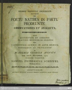 Specimen Inaugurale Obstetricium Sistens De Foetu Natibus In Partu Prodeunte Observationes Et Analecta