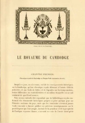 Chapitre premier. Chronique royale du Cambodge ou Pongsa Voda (succession de rois)