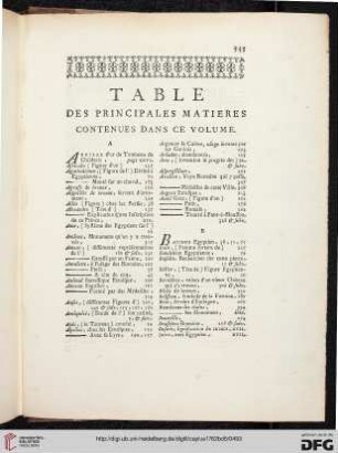 Table des principales matières contenues dans ce volume
