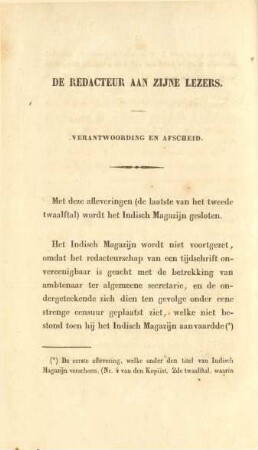 De redacteur aan zijne lezers