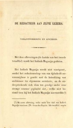 De redacteur aan zijne lezers