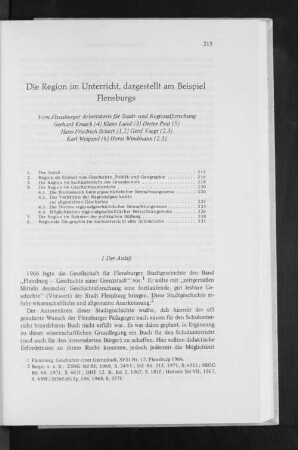 Die Region im Unterricht, dargestellt am Beispiel Flensburgs