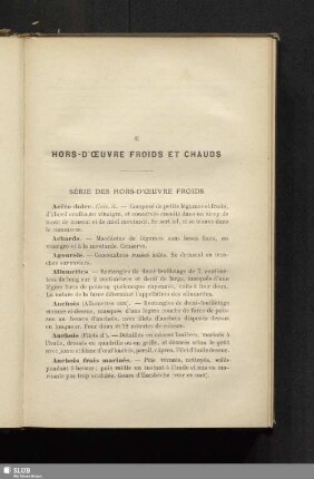 II. Hors-d'œuvre froids et chauds