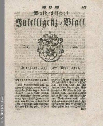 No. 20, Dienstag, den 14ten May 1805