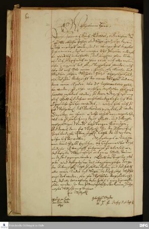 Brief von August Hermann Francke an Wolff Adolph Marschall.