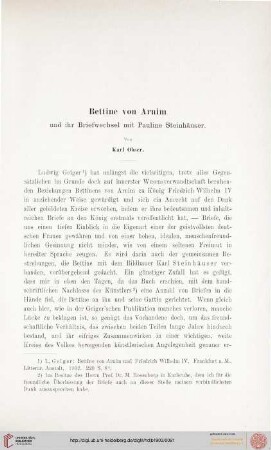12: Bettine von Arnim : und ihr Briefwechsel mit Pauline Steinhäuser