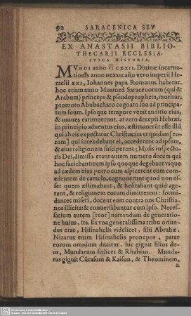 Ex Anastasii Bibliothecarii Ecclesiastica Historia