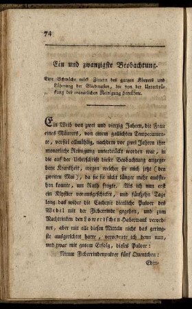 Ein und zwanzigste Beobachtung. - Dreißigste Beobachtung.