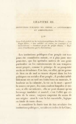 Chapitre III. Institutions publiques des chinois. - Gouvernement et administration
