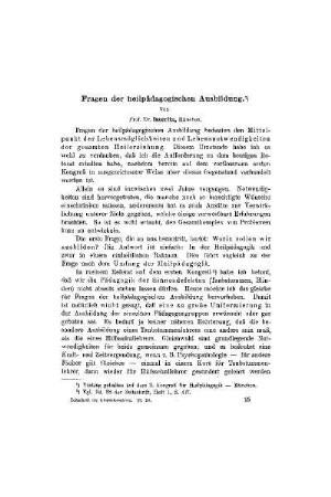 Fragen der heilpädagogischen Ausbildung