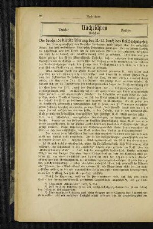 ¬Die¬ drohende Klerikalisierung des R.-U. durch das Reichsschulgesetz