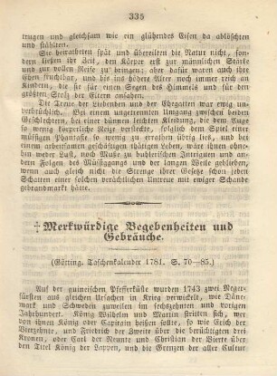 Merkwürdige Begebenheiten und Gebräuche