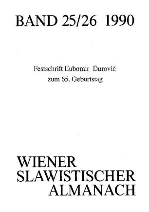 Wiener slawistischer Almanach. 25/26. 1990