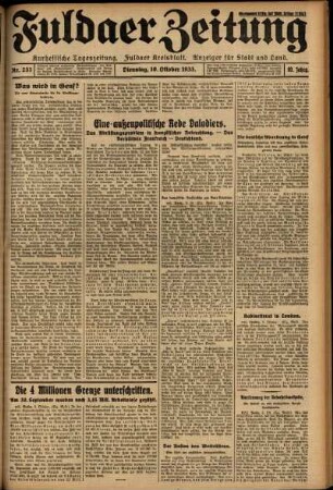Ausgabe vom Dienstag, den 10. Oktober 1933.