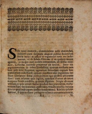 De scholis veterum, earumque cum hodiernis analogia programma