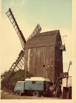 Wolmirstedt. Auerbachs Mühle, Bockmühle, Baujahr 1842