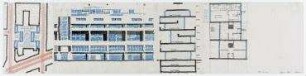 Gutachten Wohn- und Geschäftsbebauung Wielandstraße (nicht realisiert), "Maisonette-Ville" (nicht realisiert) – Lageplan, Grundriss, Ansichten, Schnitt. Berlin-Charlottenburg, Wielandstraße 19-21, Leibnizstraße 49-53