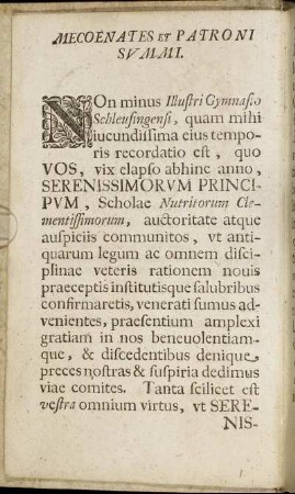 Mecoenates Et Patroni Summi.