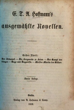 E. T. A. Hoffmann's ausgewählte Novellen, 1