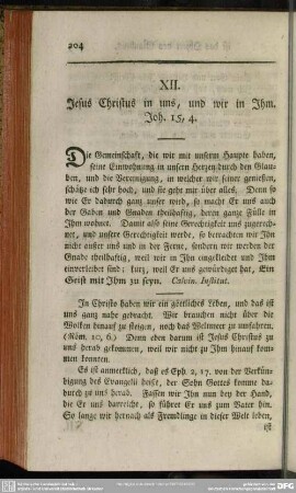 XII. Jesus Christus in uns, und wir in Ihm