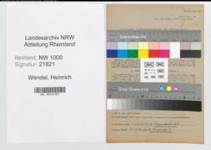Entnazifizierung Heinrich Wendel, geb. 09.02.1907 (Werkfuehrer)