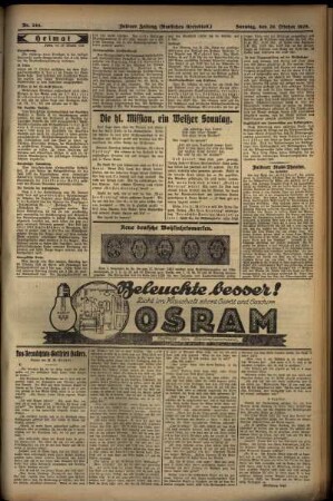 Zweite Ausgabe vom Sonntag, den 20. Oktober 1929.