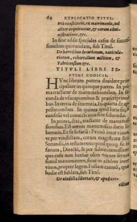 Tituli Libri Septimi Codicis.