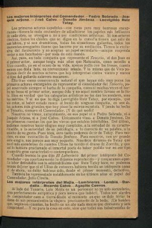 Los mejores intérpretes del Comendador.