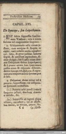 Caput. XVI. De Syncope, seu Leipothymia