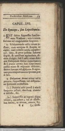 Caput. XVI. De Syncope, seu Leipothymia