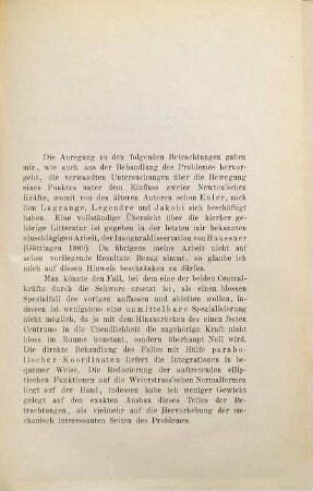 Über die Bewegung eines materiellen Punktes unter der gleichzeitigen Einwirkung einer Newton'schen Centralkraft und der Erdschwere