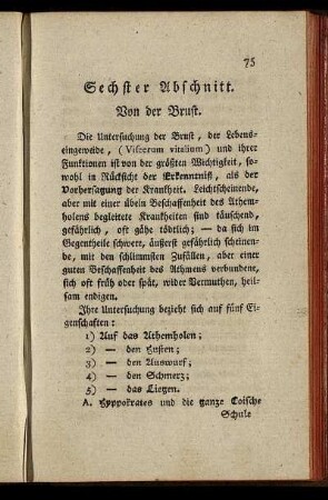 Sechster Abschnitt. Von der Brust
