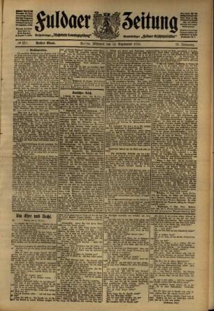 Erste Ausgabe vom Mittwoch, den 14. September 1910.
