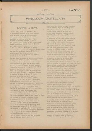 Antología castellana : Leyendo a Silva
