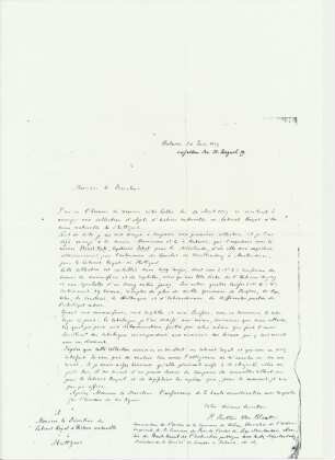 Brief Pieter Bleeker an die Königliche Naturaliensammlung