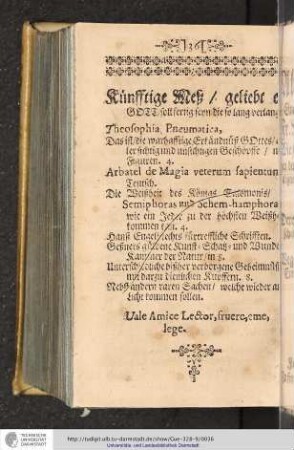 Künfftige Meß / geliebt [...]