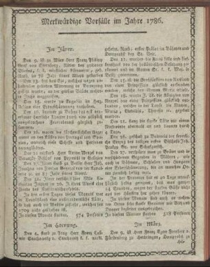 Merkwürdige Vorfälle im Jahre 1786