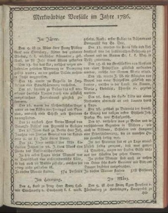 Merkwürdige Vorfälle im Jahre 1786
