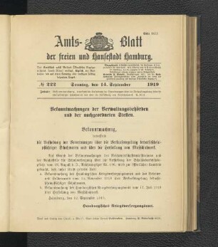 No.222, Sonntag, den 14. September 1919
