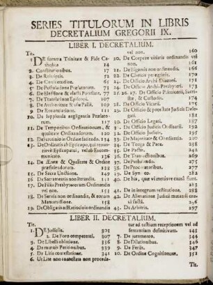 Series Titulorum In Libris Decretalium Gregorii IX.