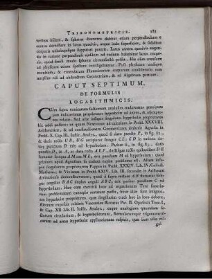 Caput Septimum. De Formulis Logarithmicis.