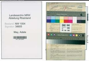 Entnazifizierung Adele May , geb. 20.06.1916 (Justizangestellte)