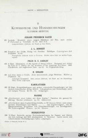 II. Kupferstiche und Handzeichnungen älterer Meister (Nr. 391-408)