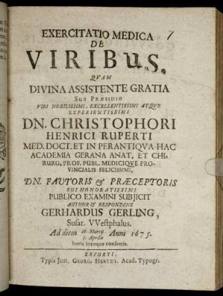 Exercitatio Medica De Viribus