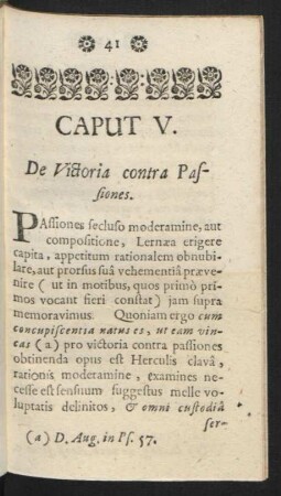 Caput V. De Victoria contra Passiones.