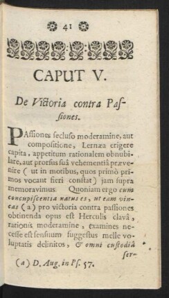 Caput V. De Victoria contra Passiones.