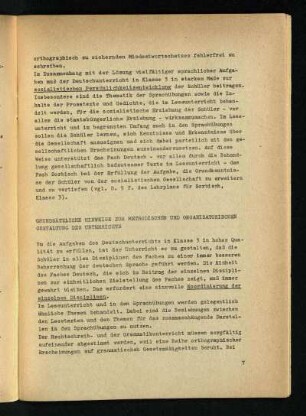 Grundsätzliche Hinweise zur methodischen und organisatorischen Gestaltung des Unterrichts