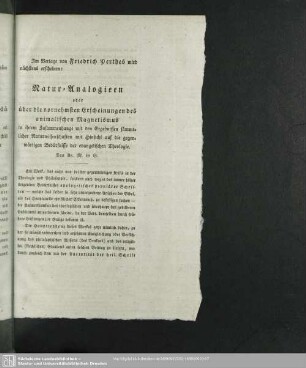 Im Verlage Friedrich Perthes wird nächstens erscheinen